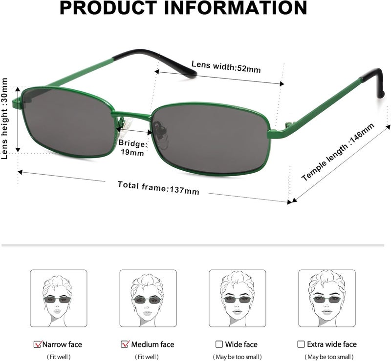 Sojos Small Trendy Rectangle Sunglasses Womens Mens, Retro 80s 90s Y2k Chic Narrow Thin Skinny Sunnies SJ1187 - Image 4